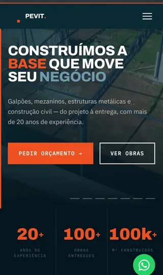 Screenshot of PEVIT Construtora (pevit.com.br)